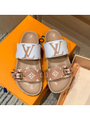 Louis Vuitton Bom Dia Monogram Canvas Flat Slide Sandals Brown/White 2022 032578