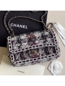 Chanel Tweed Small Flap Bag Gray/Red 2019