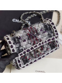 Chanel Tweed Medium Flap Bag Gray/Red 2019