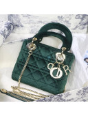Dior Lady Dior Mini Bag in Cannage Velvet Green 2019