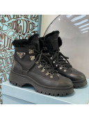 Prada Brixxen Leather and Nylon Lace-ups Boots Black 2021 