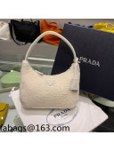 Prada Re-Edition 2000 Shearling Mini Hobo Bag 1NE515 Cream White 2022