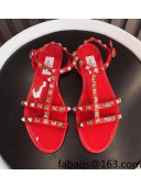 Valentino PVC Stud Flat Sandals Red 2022 86