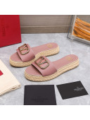 Valentino VLogo Calfskin Slide Sandals Pink 2022 96
