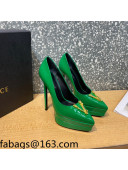 Versace Virtus Patent Leather Plarform Pumps 14.5cm Green 2022 