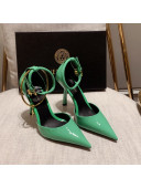 Versace Glazed Calfskin Pumps 11cm Green 2022 031918