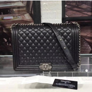 Chanel Large Original Caviar Leather Le Boy Flap Bag 30cm Black