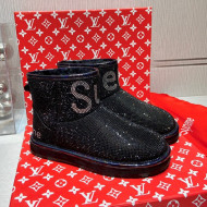Louis Vuitton Supreme Crystal Wool Ankle Boots Black 2021 1117104