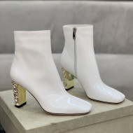 Jimmy Choo Crystal Heel 8cm Ankle Boots White 2021 1116103