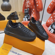 Louis Vuitton Time Out Leather Shearling Sneakers Black 2021 1117107