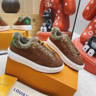 Louis Vuitton Time Out Suede Shearling Sneakers Brown 2021 1117109