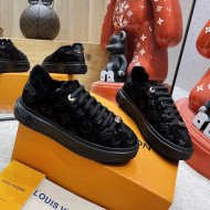 Louis Vuitton Time Out Velvet Shearling Sneakers Black 2021 1117111