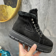 Prada Suede and Wool Ankle Boots Black 2021 111849