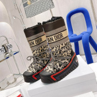 Dior Dioralps Snow Short Boots in Beige Multicolor Mizza Shiny Nylon 2021