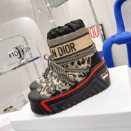 Dior Dioralps Snow Ankle Short Boots in Beige Multicolor Mizza Shiny Nylon 2021