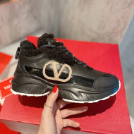 Valentino VLogo Leather and Wool Sneakers Black 2021 111897