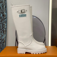 Louis Vuitton Territory Flat Leather High Boots with Buckle White 2021 