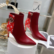 Louis Vuitton Afterglow Leather and Monogram Canvas Ankle Boots 9cm Red 2021