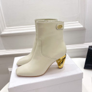 Dior Rhodes Heeled Ankle Short Boots 7.5cm in White Supple Calfskin 2021 