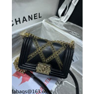 Chanel Chain Quilted Leather Small Boy Flap Bag A67085 Black 2021 