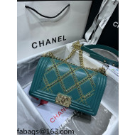 Chanel Chain Quilted Leather Medium Boy Flap Bag A67086 Green 2021