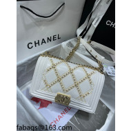 Chanel Chain Quilted Leather Medium Boy Flap Bag A67086 White 2021