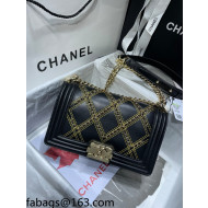 Chanel Chain Quilted Leather Medium Boy Flap Bag A67086 Black 2021 
