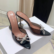 Amina Muaddi TPU Pointed Slide Sandals with Crystal Bow 9.5cm Black 2021 52