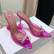 Amina Muaddi TPU Pointed Slide Sandals with Crystal Bow 9.5cm Pink 2021 53