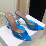 Amina Muaddi TPU Pointed Slide Sandals 9.5cm Sky Blue 2021 61