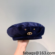 Dior Corduroy Beret Hat Blue 2021 122158