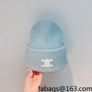 Celine Rabbit Fur Knit Hat Blue 2021 122111