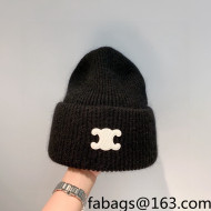 Celine Rabbit Fur Knit Hat Black 2021 122113
