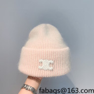 Celine Rabbit Fur Knit Hat Light Pink 2021 122109