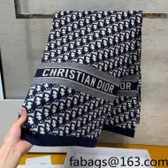 Dior Wool Cashmere Scarf 35x200cm Navy Blue 2021 25
