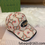 Gucci Flower Canvas Baseball Hat White 2021 122221