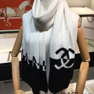 Chanel Knit Cashmere Scarf 50x190cm White/Black 2021 28