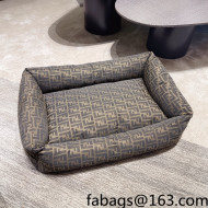 Fendi FF Large Rectangular Padded Dog Bed Brown 2021