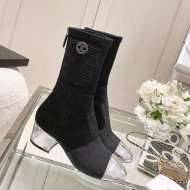 Chanel Grosgrain, Knit & Calfskin Ankle Boots 5.5cm G38522 Black/Silver 2021 