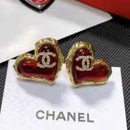 Chanel Love Stud Earrings Red 2022 04