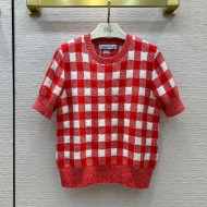 Dior Check Short Sleeve Sweater Red/White 2022 45