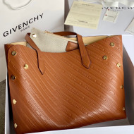 Givenchy Bond Tote Bag in Logo Embossed Calfskin Brown 2021