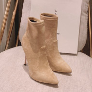 Casadei Elastic Suede High-Heel Ankle Boots 12cm Apricot 2021
