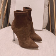 Casadei Elastic Suede High-Heel Ankle Boots 12cm Taupe Brown 2021