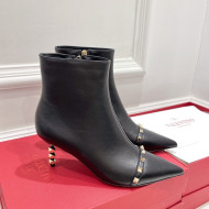 Valentino Rockstud Ankle Boots with Sculpted Heel 7cm Black/Gold 2021