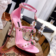 Dolce & Gabbana Silk Crystal Flower Sandals 9cm Pink 2021