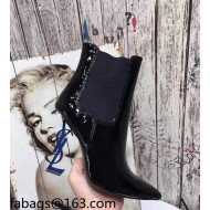 Saint Laurent Patent Leather High YSL-Heel Ankle Boots 11CM Balck/Blue 2021 10
