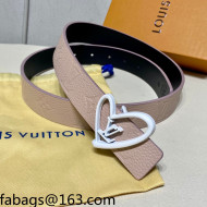 Louis Vuitton Gained Calfskin Reversible Belt 3cm with LV Love Buckle Nude/White 2021