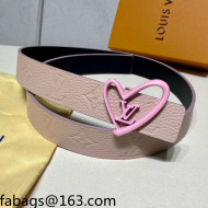 Louis Vuitton Gained Calfskin Reversible Belt 3cm with LV Love Buckle Nude/Pink 2021