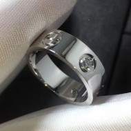 Cartier White Gold Nologo Love Ring with 3 Diamonds,Classic 06